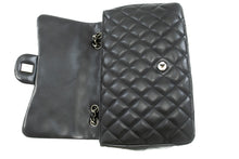 CHANEL Classic Large 11" Chain Shoulder Bag Flap Black Lambskin j42 hannari-shop