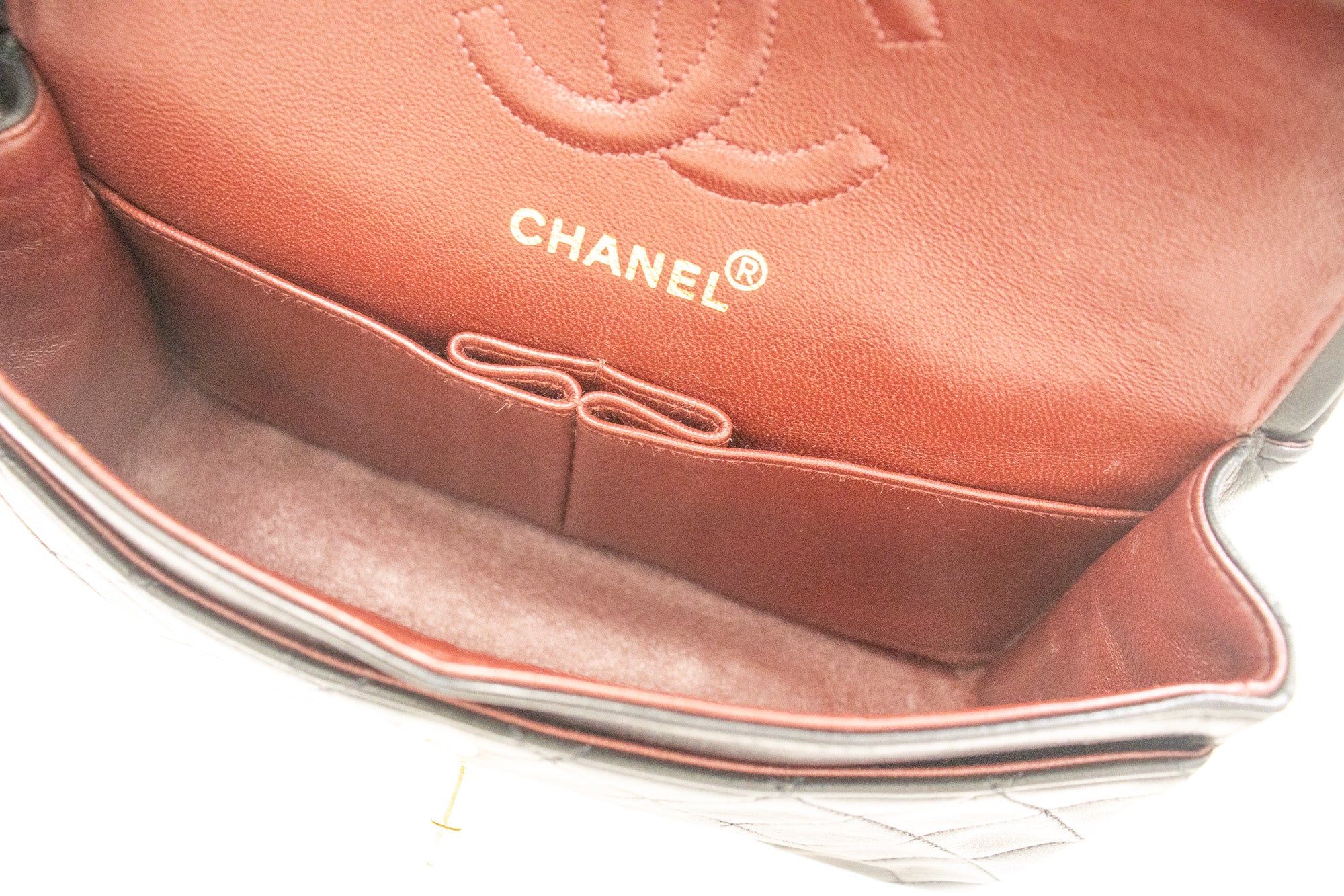 Chanel Vintage Orange Lambskin Large Classic Double Flap Bag