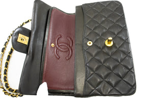 CHANEL Classic Double Flap 9" Chain Skuldertaske Sort Lammeskind j93 hannari-shop