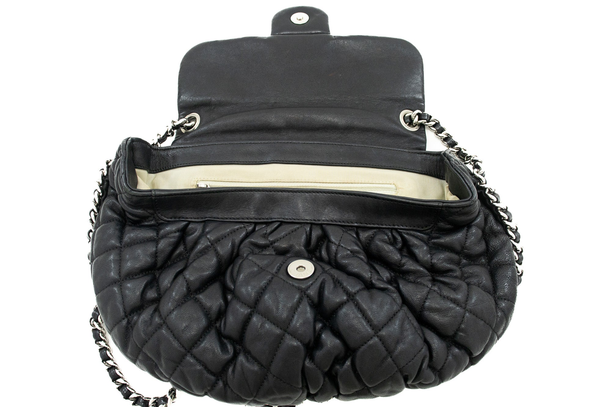 CHANEL Round Mini Small Chain Shoulder Bag Crossbody Black Quilted