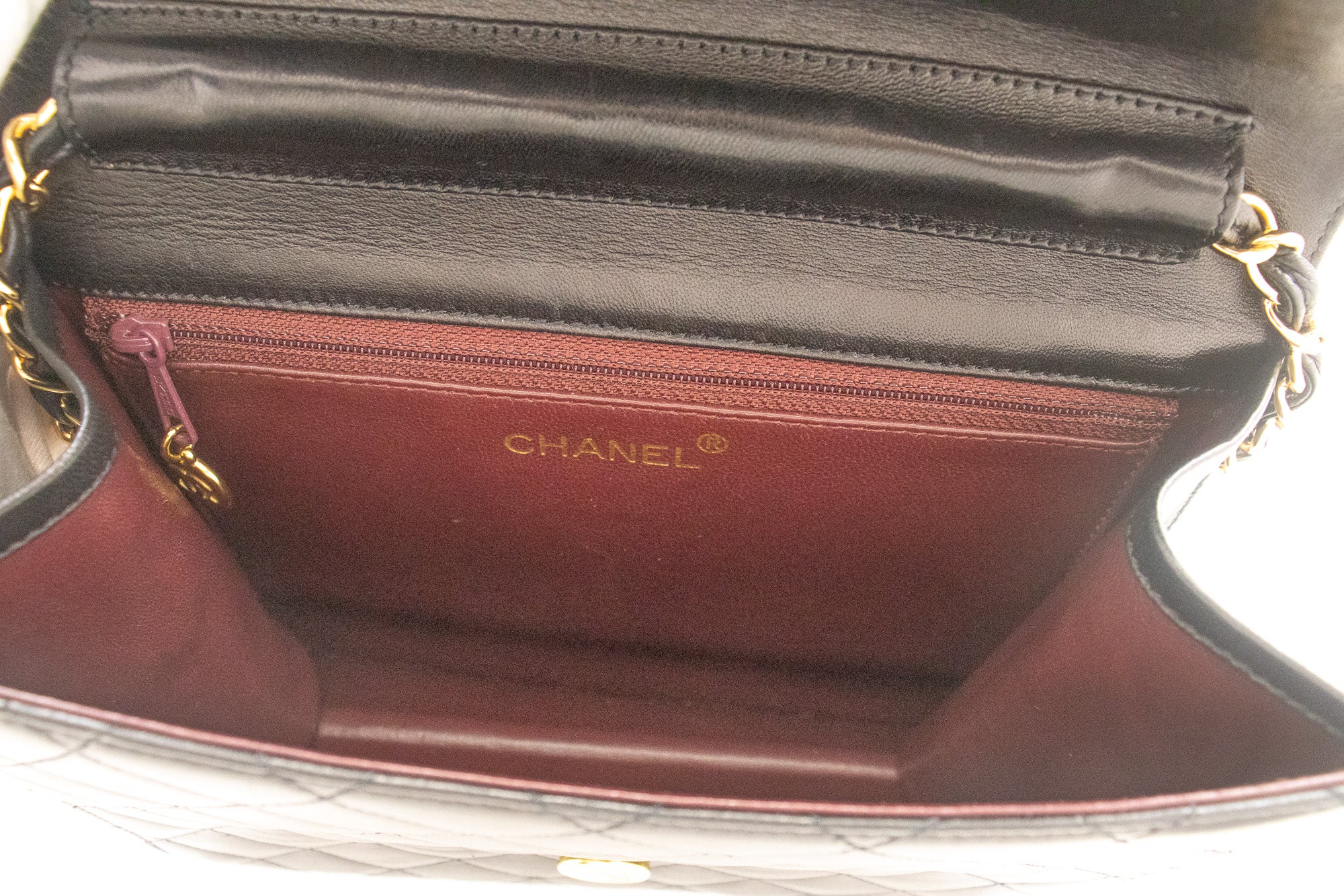 CHANEL Small Chain Shoulder Bag Clutch Black Quilted Flap Lambskin k12 –  hannari-shop
