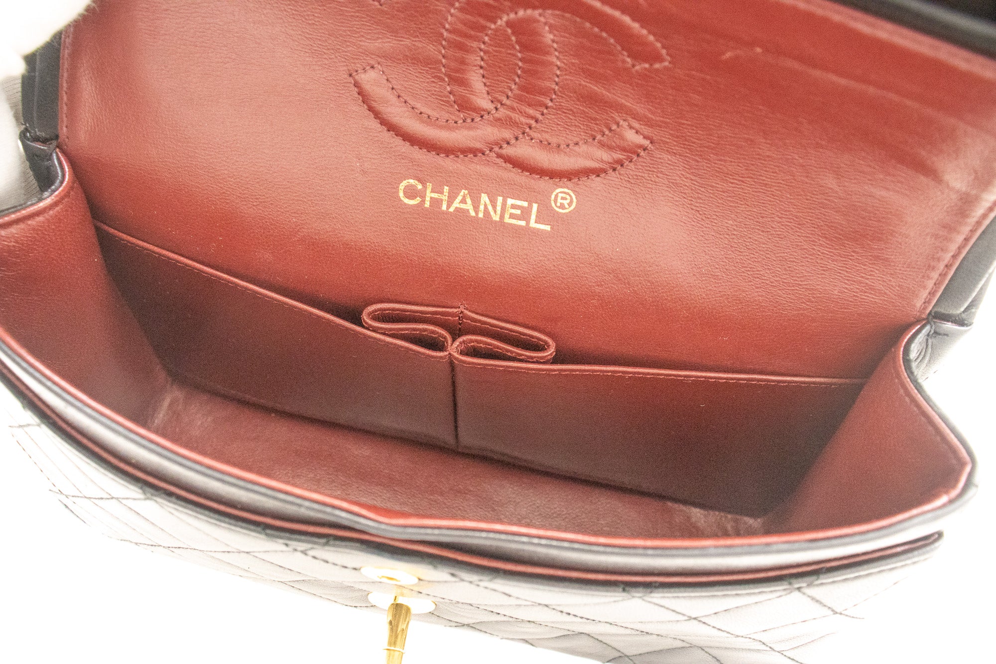 Chanel Lambskin Quilted Mini Natural CC Flap Red