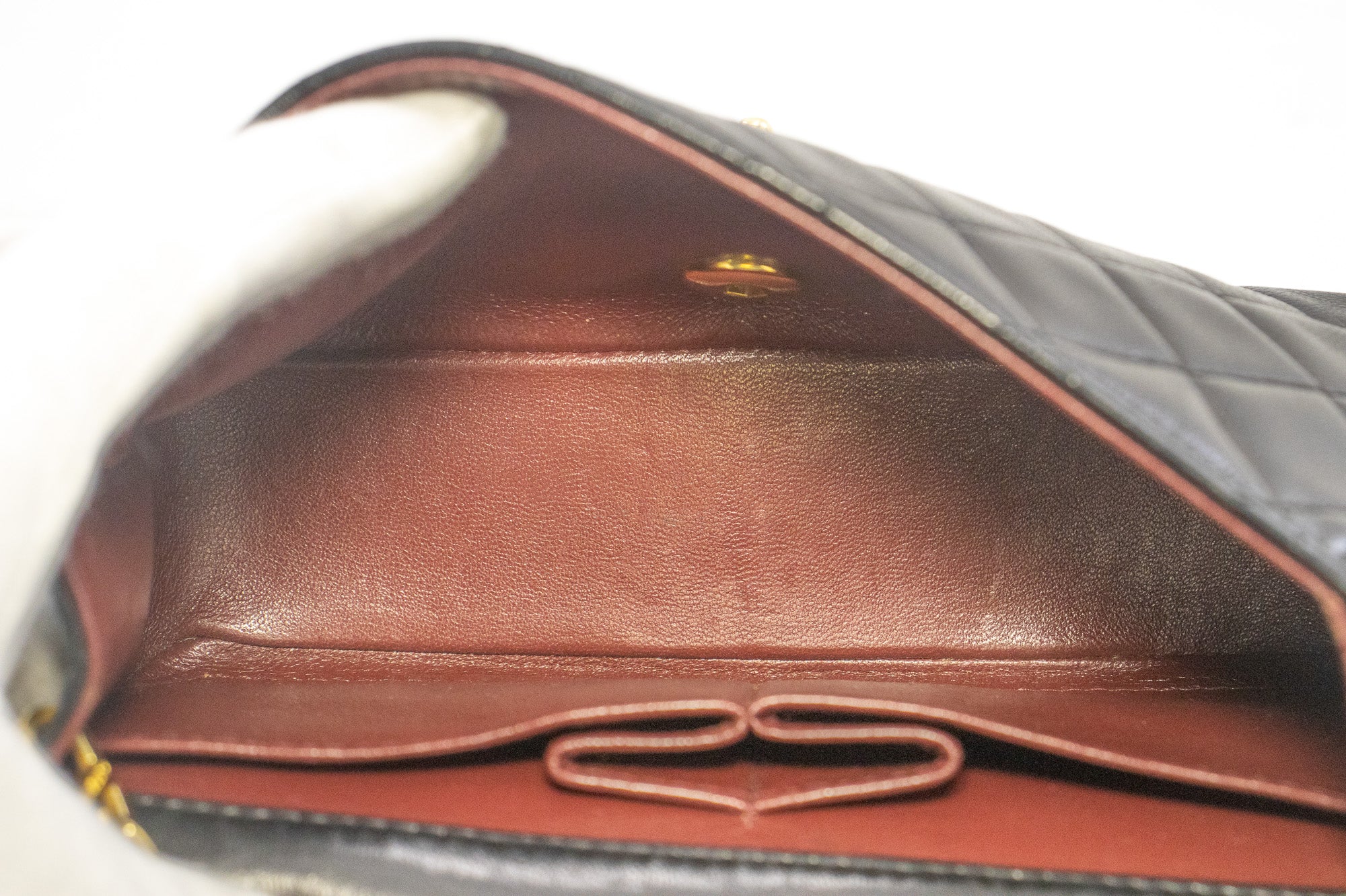CHANEL Small Chain Shoulder Bag Clutch Black Quilted Flap Lambskin j85 –  hannari-shop