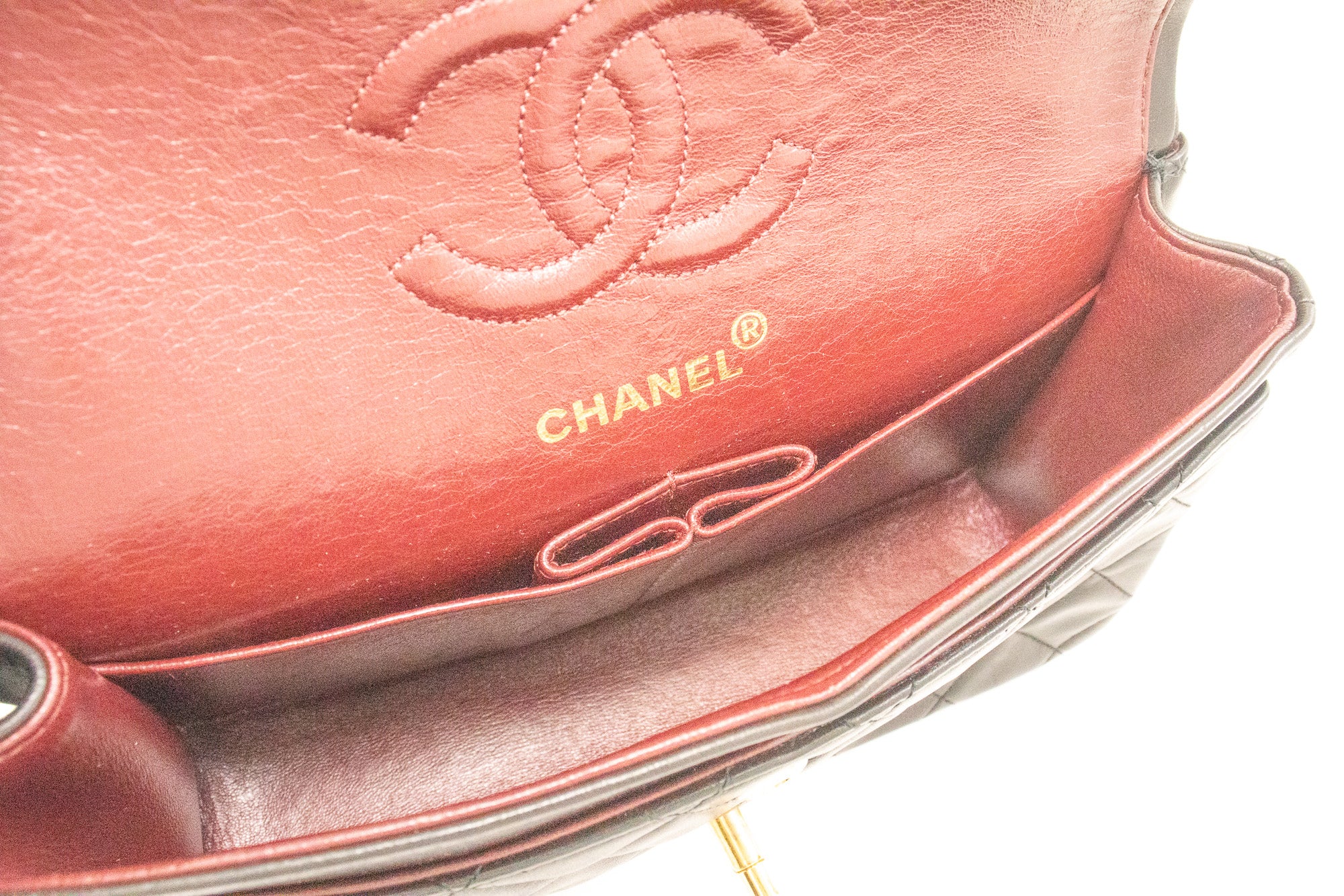 CHANEL Classic Double Flap 9 Chain Shoulder Bag Black Lambskin k42 –  hannari-shop