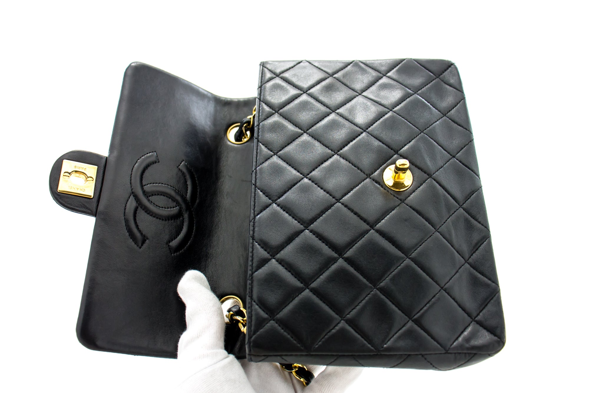 Chanel Pearl Crush Square Mini, Black Lambskin with Matte Gold Hardware,  New in Box WA001 - Julia Rose Boston