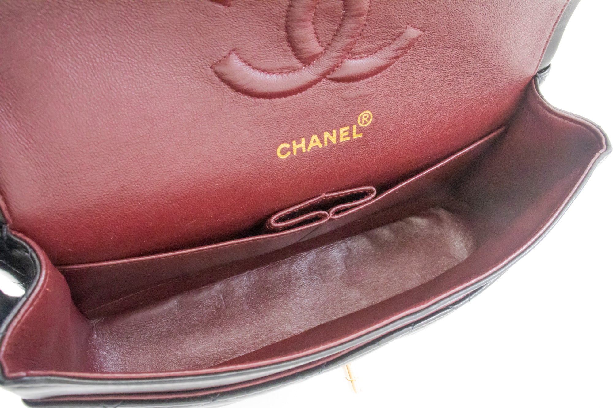 CHANEL Classic Double Flap 10 Chain Shoulder Bag Black Lambskin k39 –  hannari-shop