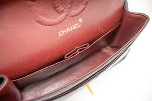 CHANEL Classic Double Flap 10" Chain Shoulder Bag Black Lambskin k69 hannari-shop