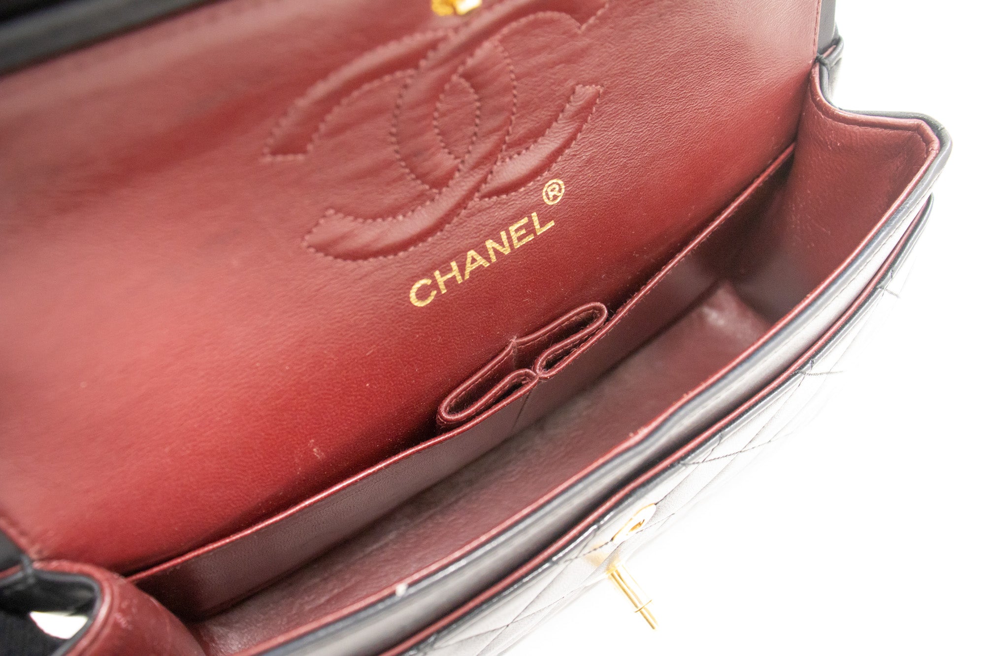 Chanel Classic Double Flap 9 Chain Shoulder Bag Black Lambskin K80