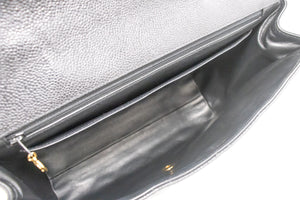 CHANEL Caviar Håndtaske Top Håndtag Taske Kelly Sort Flap Læder Guld k75 hannari-shop