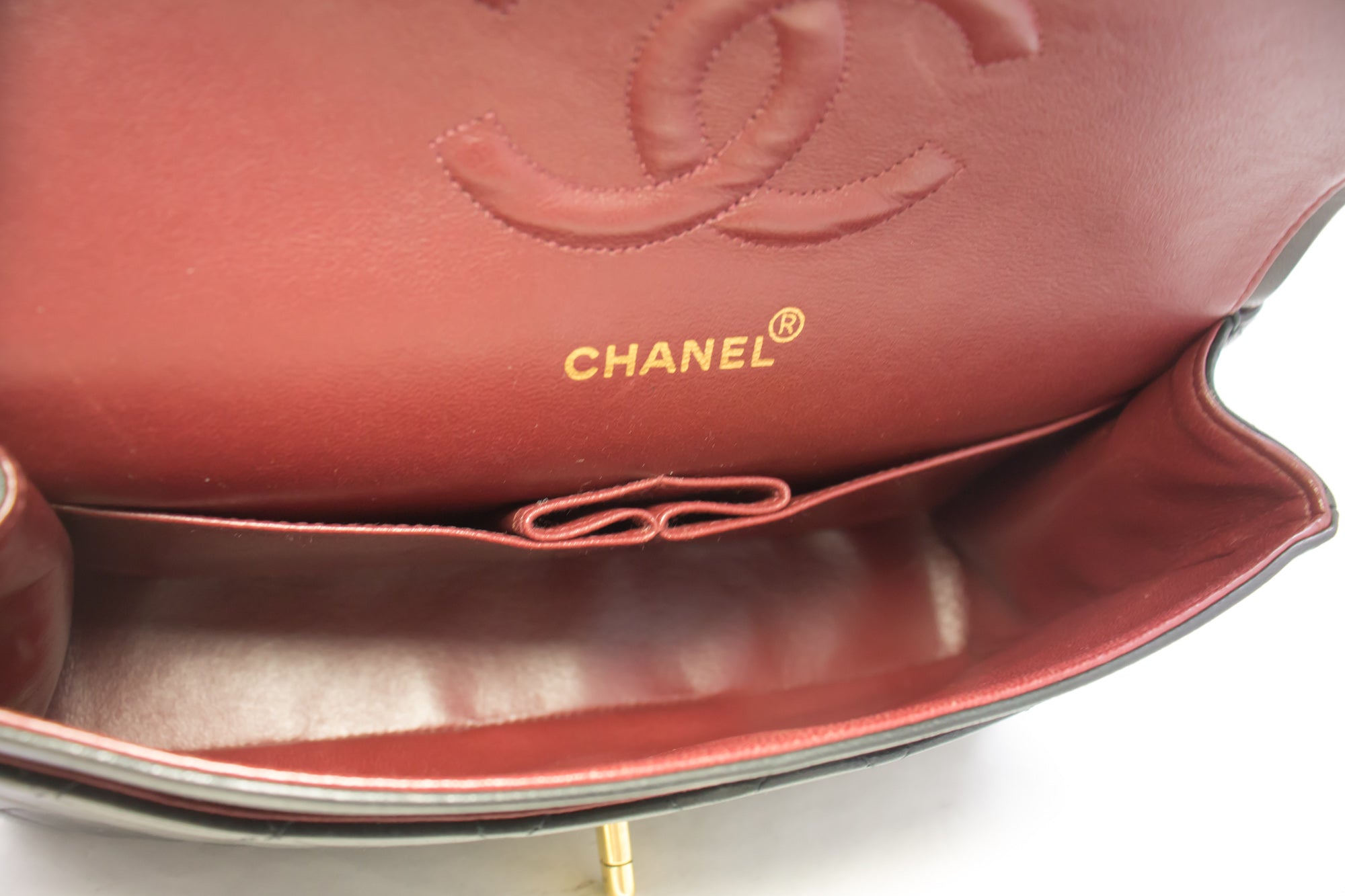 CHANEL Jumbo 13 Maxi 2.55 Flap Chain Shoulder Bag Black Lambskin e87 –  hannari-shop