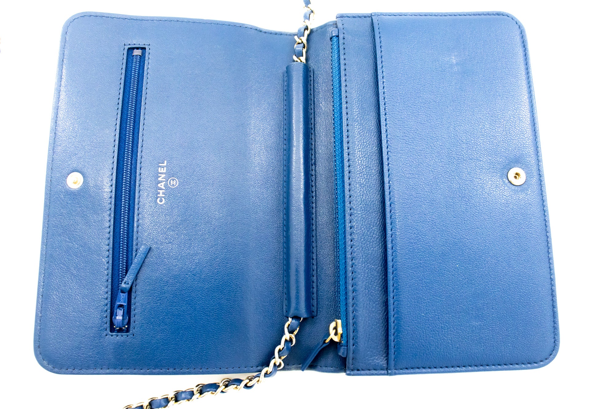 Chanel Black Blue Wallet on Chain Woc Shoulder Bag Crossbody Gold L05