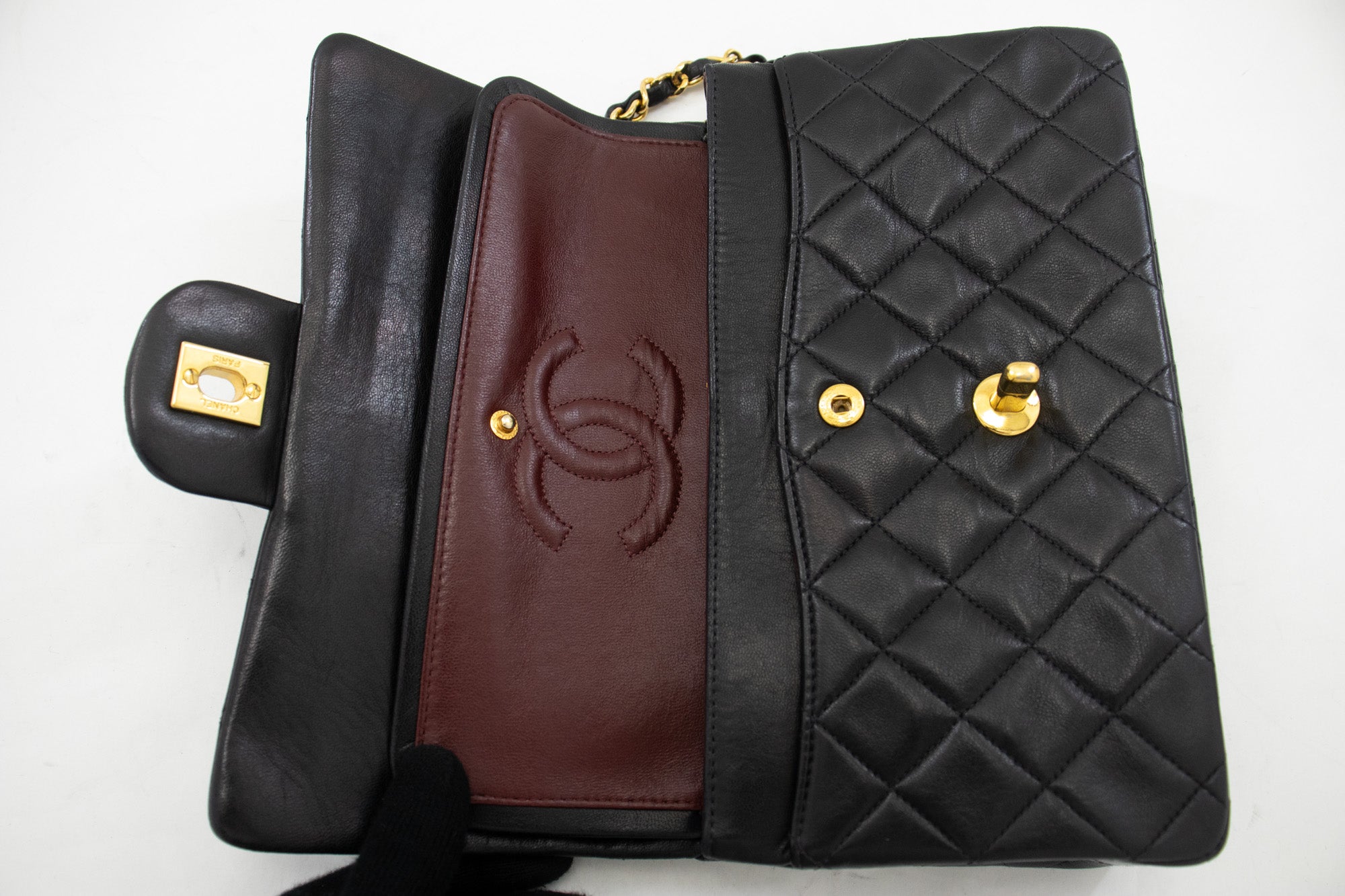 CHANEL- Vintage Medium Classic Double Flap - Black Shoulder Bag