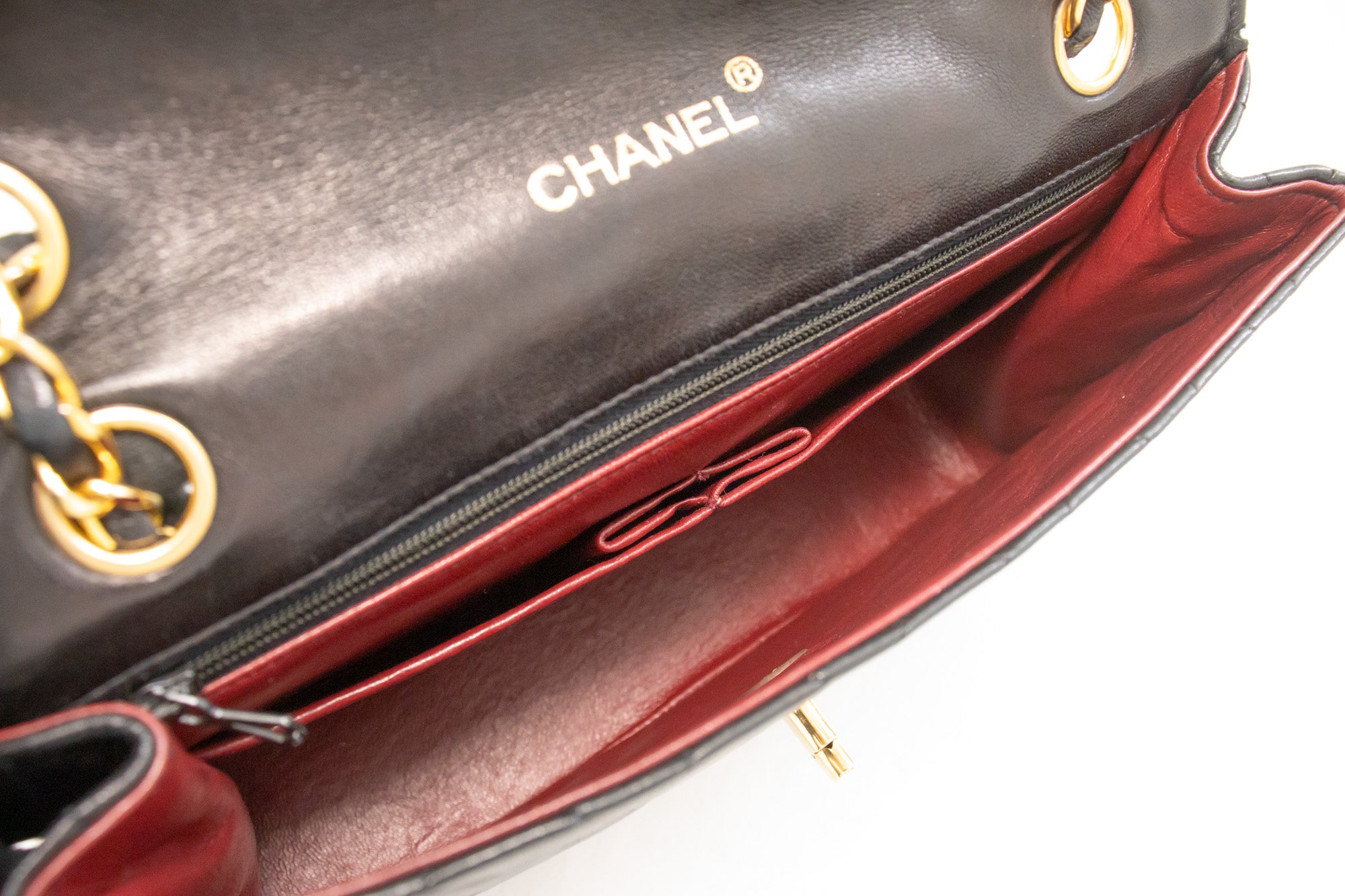 Chanel Red Half Moon Chain Shoulder Bag