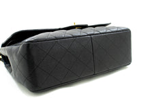 CHANEL Classic Large 11" Chain Shoulder Bag W Flap Black Caviar L66 hannari-shop