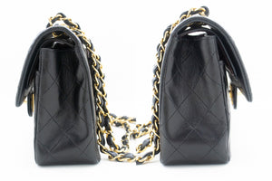 CHANEL Classic Double Flap 9" Chain Shoulder Bag Black Lambskin m67 hannari-shop