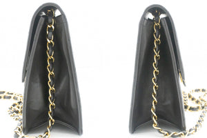 CHANEL Τσάντα ώμου με μικρή αλυσίδα Clutch Μαύρο καπιτονέ πτερύγιο αρνί L81 hannari-shop