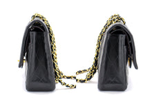 CHANEL 2.55 Double Flap Medium Chain Ramen Bag Black Lambskin i51 hannari-shop