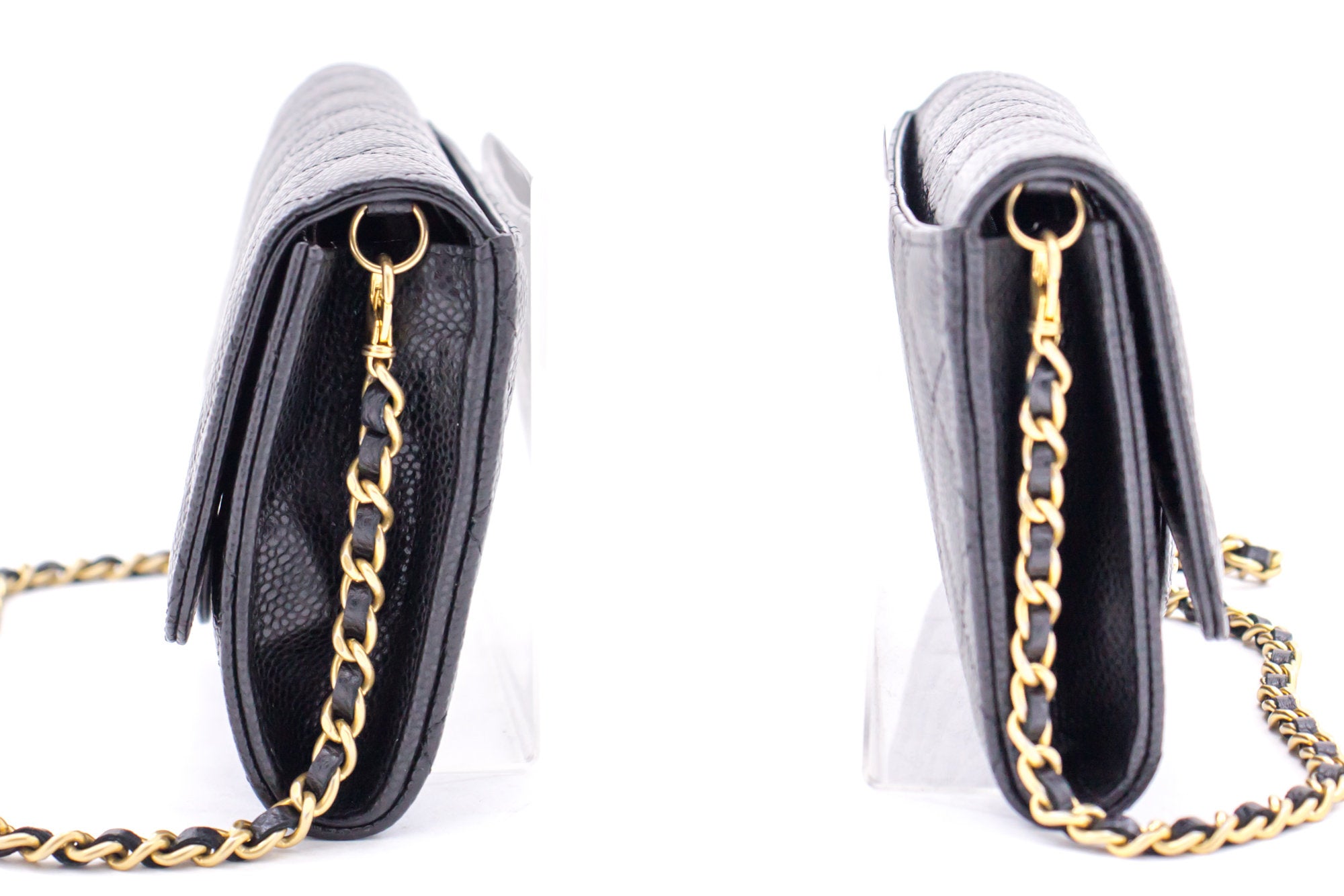CHANEL Caviar Wallet On Chain WOC Black Shoulder Bag Clutch Purse