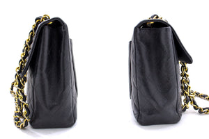 CHANEL Jumbo Caviar 11" Large Chain Shoulder Bag Flap Black Quilt e23 hannari-shop