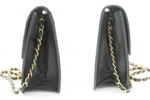 CHANEL Chain Shoulder Bag Clutch Μαύρο καπιτονέ πτερύγιο Lambskin τσαντάκι k13 hannari-shop