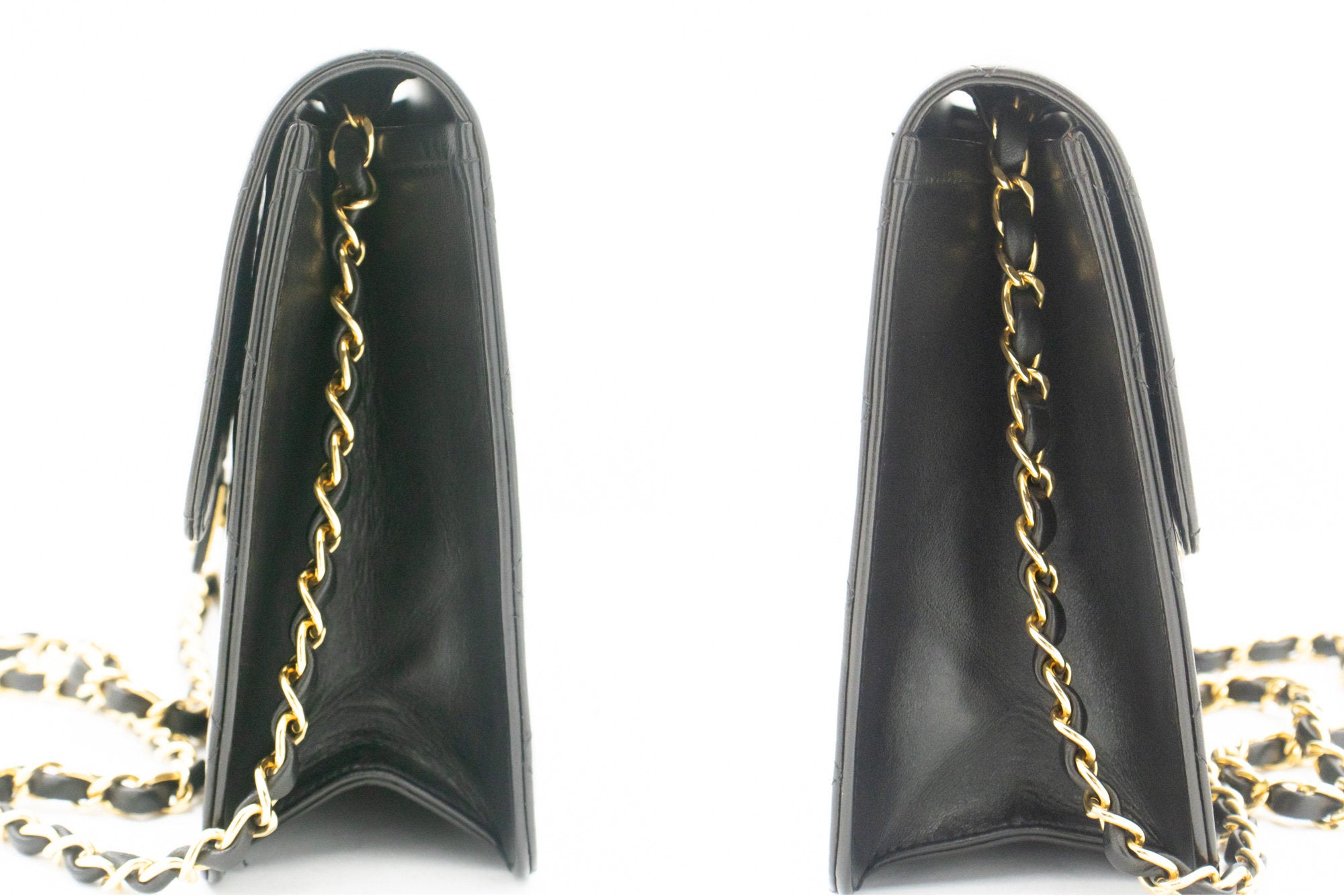 Chanel Chain Shoulder Bag Clutch Black Quilted Flap Lambskin Purse j66