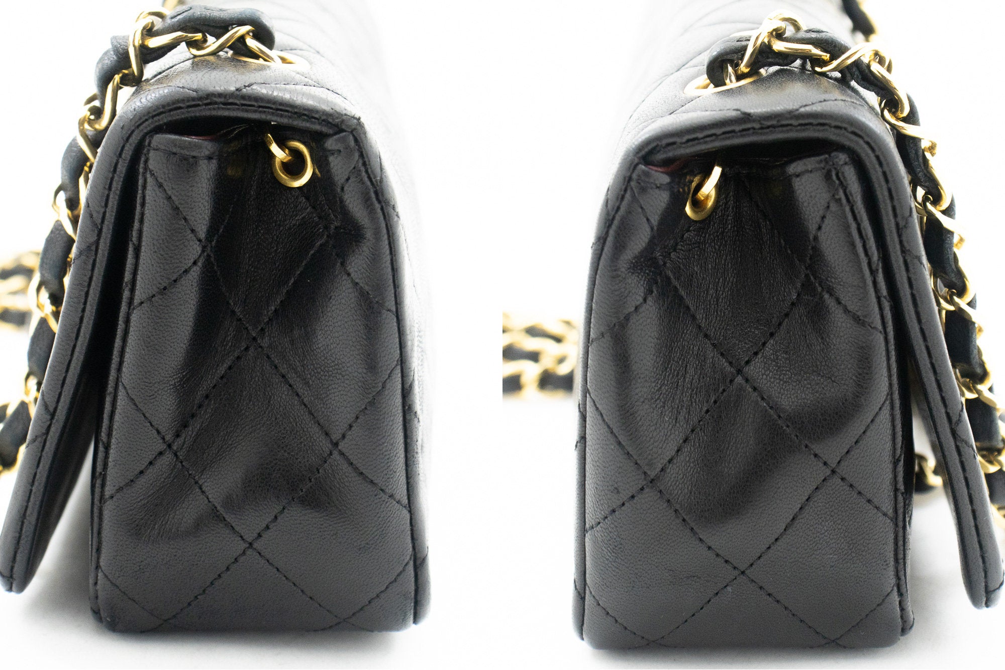 CHANEL Full Flap Small Chain Shoulder Bag Black Quilted Lambskin j89 –  hannari-shop