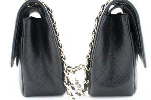 Τσάντα ώμου CHANEL Classic Large 11" με αλυσίδα από δέρμα μοσχαριού μαύρο L65 hannari-shop