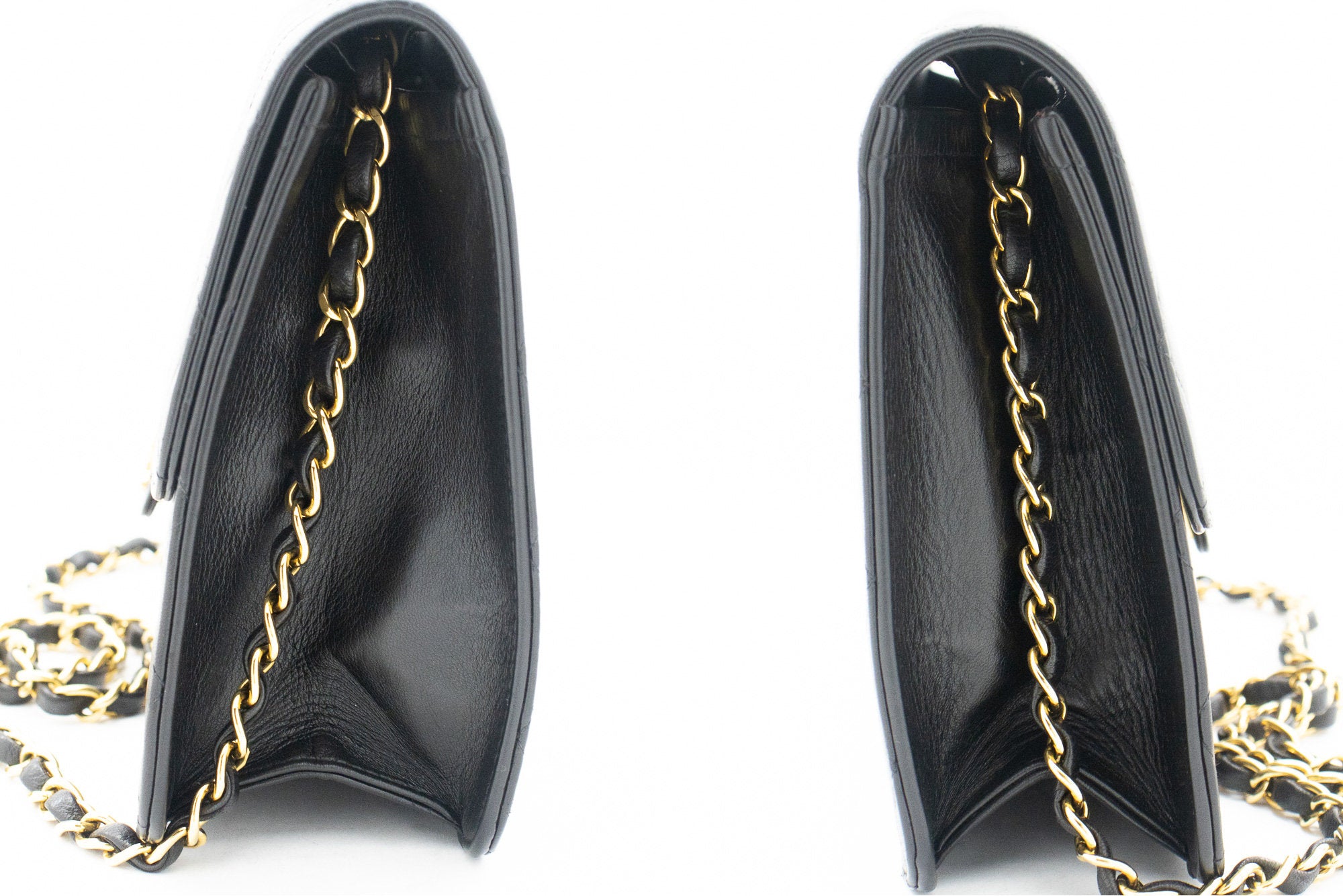 CHANEL Chain Shoulder Bag Clutch Black Quilted Flap Lambskin Purse j69 –  hannari-shop