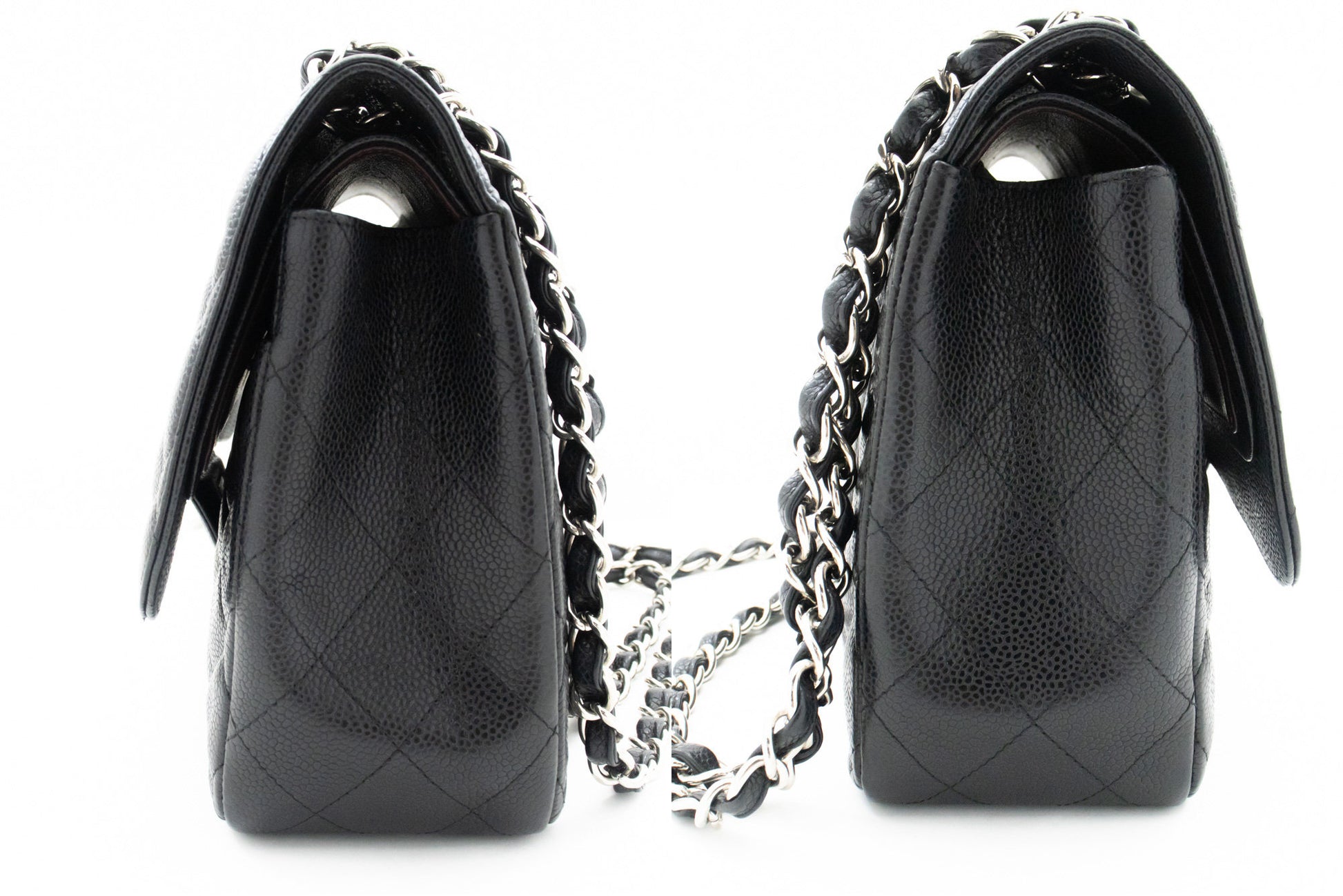 CHANEL Schultertasche Large Chain aus genarbtem Kalbsleder mit W-Flap SV Classic L06 hannari-shop