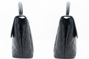 Τσάντα CHANEL Caviar Handle Bag Kelly Black Flap Leather Gold L92 hannari-shop
