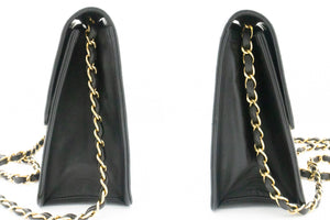 CHANEL Τσάντα ώμου με μικρή αλυσίδα Clutch Μαύρο καπιτονέ πτερύγιο αρνί j60 hannari-shop
