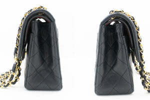 CHANEL Classic Double Flap 9" Chain Shoulder Bag Black Lambskin L98 hannari-shop