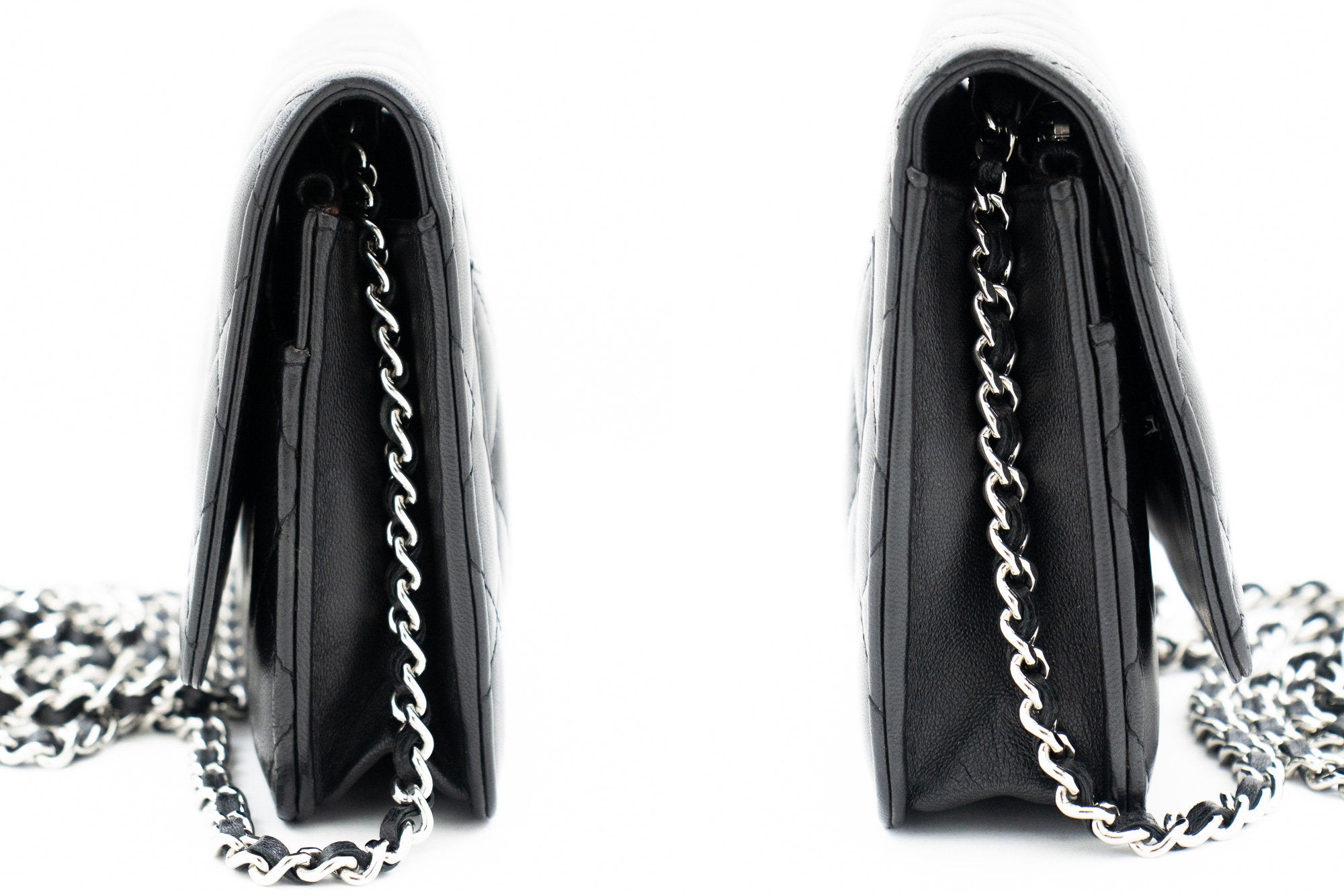 CHANEL Black Classic Wallet On Chain WOC Shoulder Bag Lambskin j46 –  hannari-shop