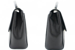 Τσάντα CHANEL Caviar Handle Bag Kelly Black Flap Leather Gold k75 hannari-shop