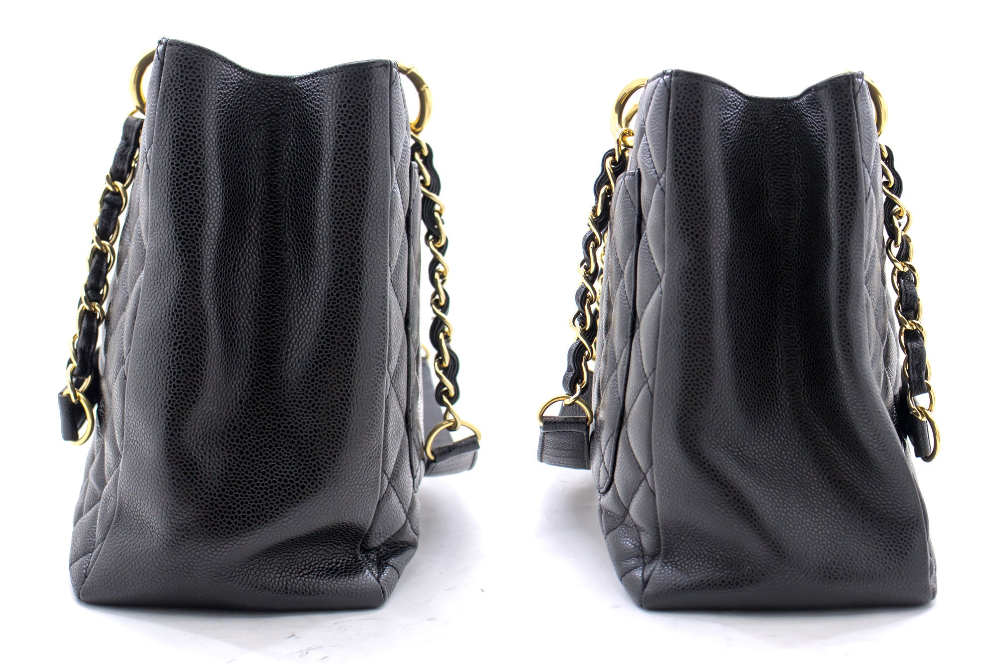 CHANEL Caviar GST 13 Grand Shopping Tote Chain Shoulder Bag Black i89 –  hannari-shop