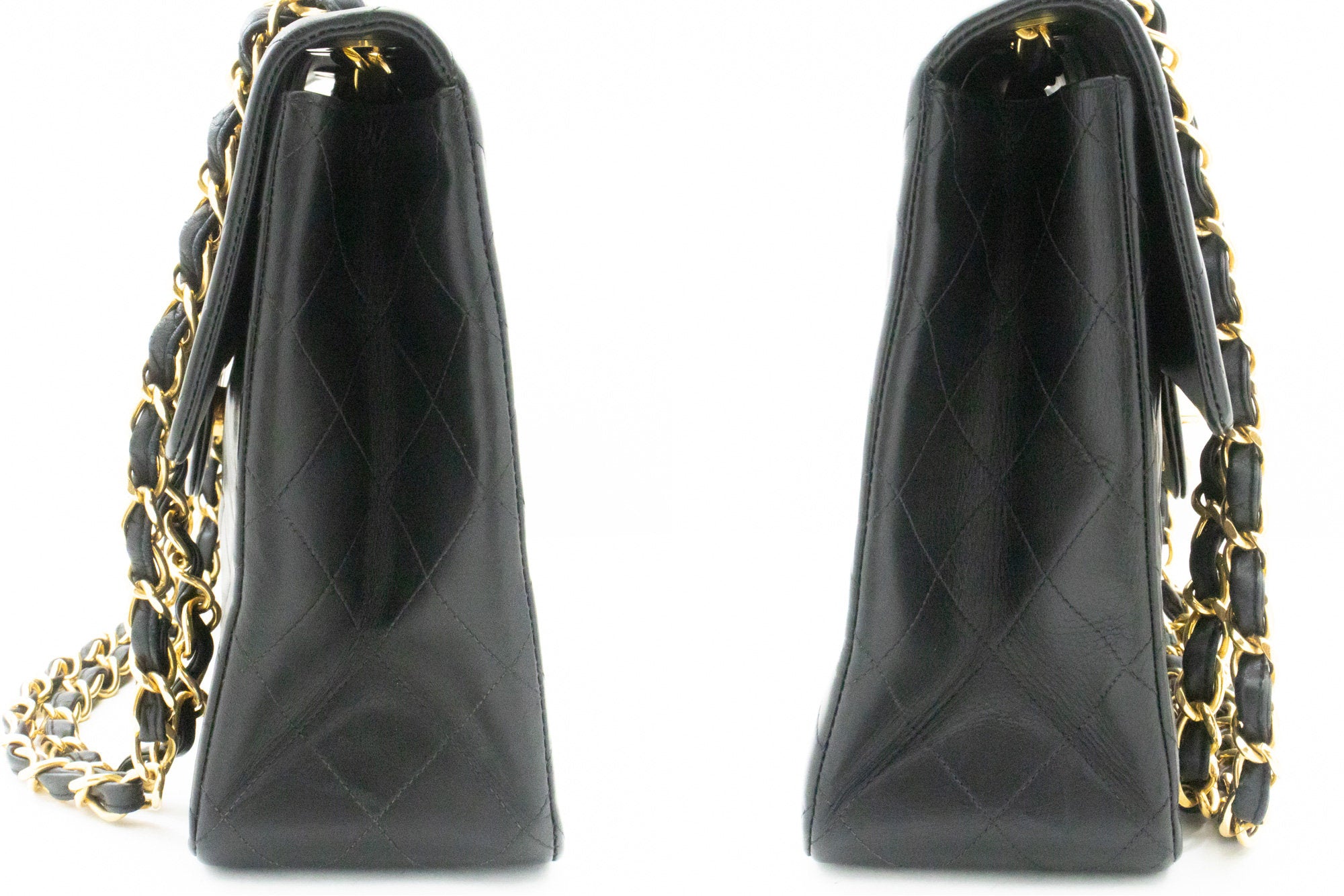 CHANEL Classic Large 13 Flap Chain Shoulder Bag Black Lambskin