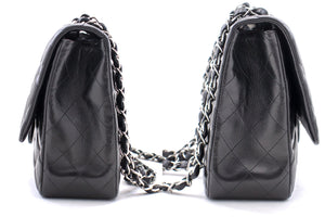 CHANEL Large Classic Handbag 11"Chain Shoulder Bag Flap Black Lamb h44 hannari-shop