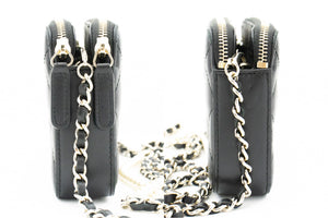 CHANEL Πορτοφόλι Pearl Lambskin On Chain WOC Τσάντα με διπλή αλυσίδα με φερμουάρ L17 hannari-shop