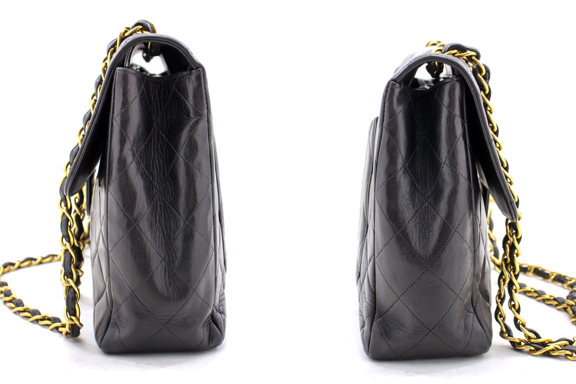 Small flap bag, Lambskin & gold-tone metal, black — Fashion
