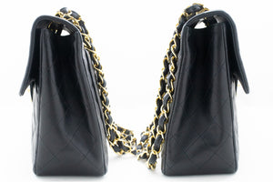 CHANEL Classic Large 13" Flap Chain Shoulder Bag Black Lambskin m36 hannari-shop