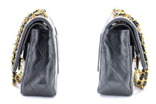CHANEL Classic Double Flap 10" Chain Rain Bag Black Lambskin i70 hannari-shop