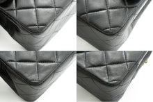 CHANEL Classic Double Flap 10" Chain Shoulder Bag Black Lambskin k49 hannari-shop