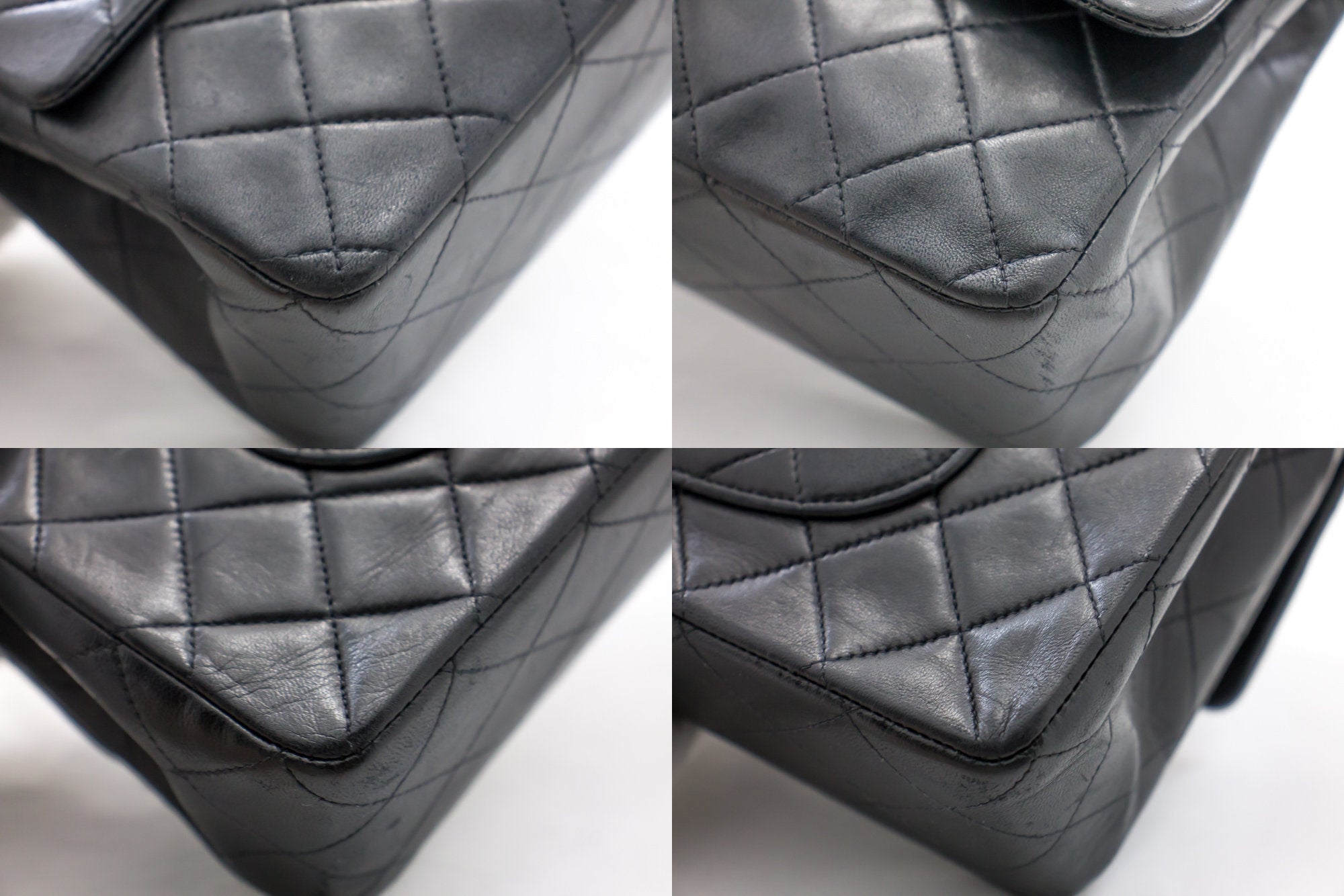 CHANEL 2.55 Double Flap Medium Chain Shoulder Bag Black Lambskin h93 –  hannari-shop