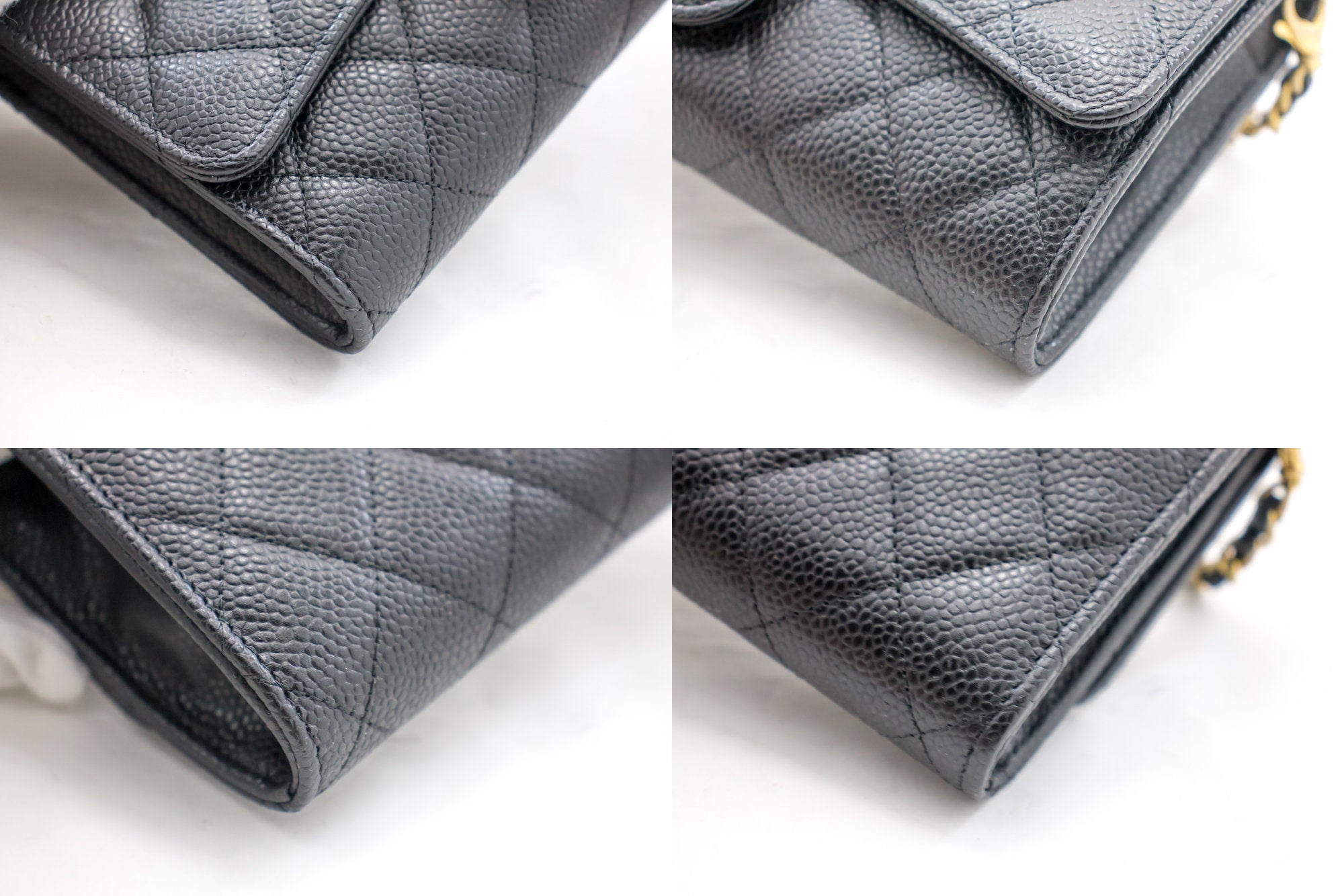 CHANEL Caviar Wallet On Chain WOC Black Shoulder Bag Crossbody j72