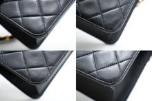 CHANEL Small Chain Shoulder Bag Clutch Black Quilted Flap Lambskin L54 hannari-shop