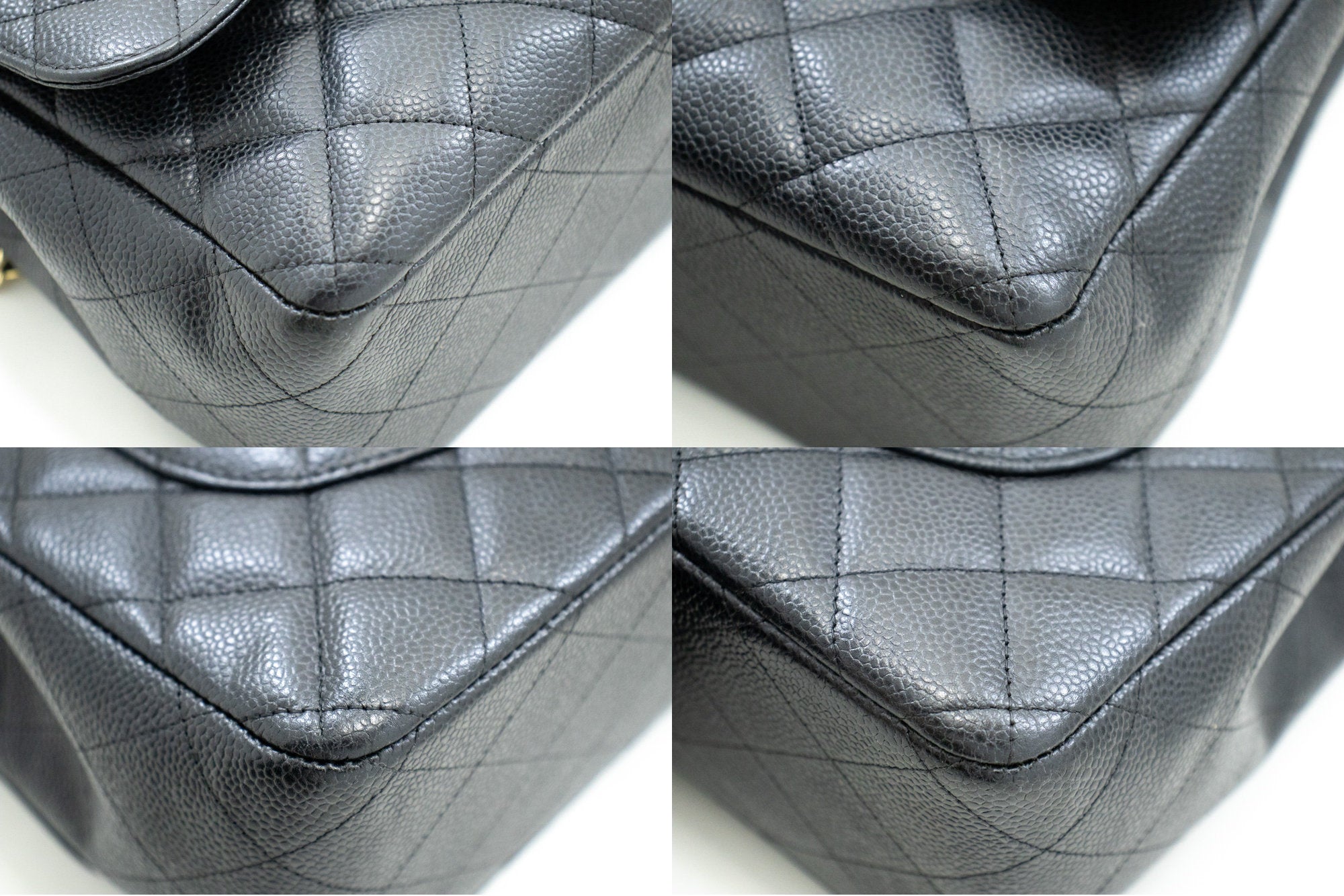 Chanel Classic Large 11 Chain Shoulder Bag W Flap Black Caviar L66