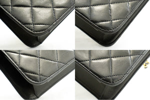 CHANEL Chain Shoulder Bag Clutch Μαύρο καπιτονέ πτερύγιο Lambskin τσαντάκι k36 hannari-shop