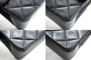 Τσάντα ώμου CHANEL Classic διπλό πτερύγιο μεσαίας αλυσίδας Μαύρο αρνί k79 hannari-shop