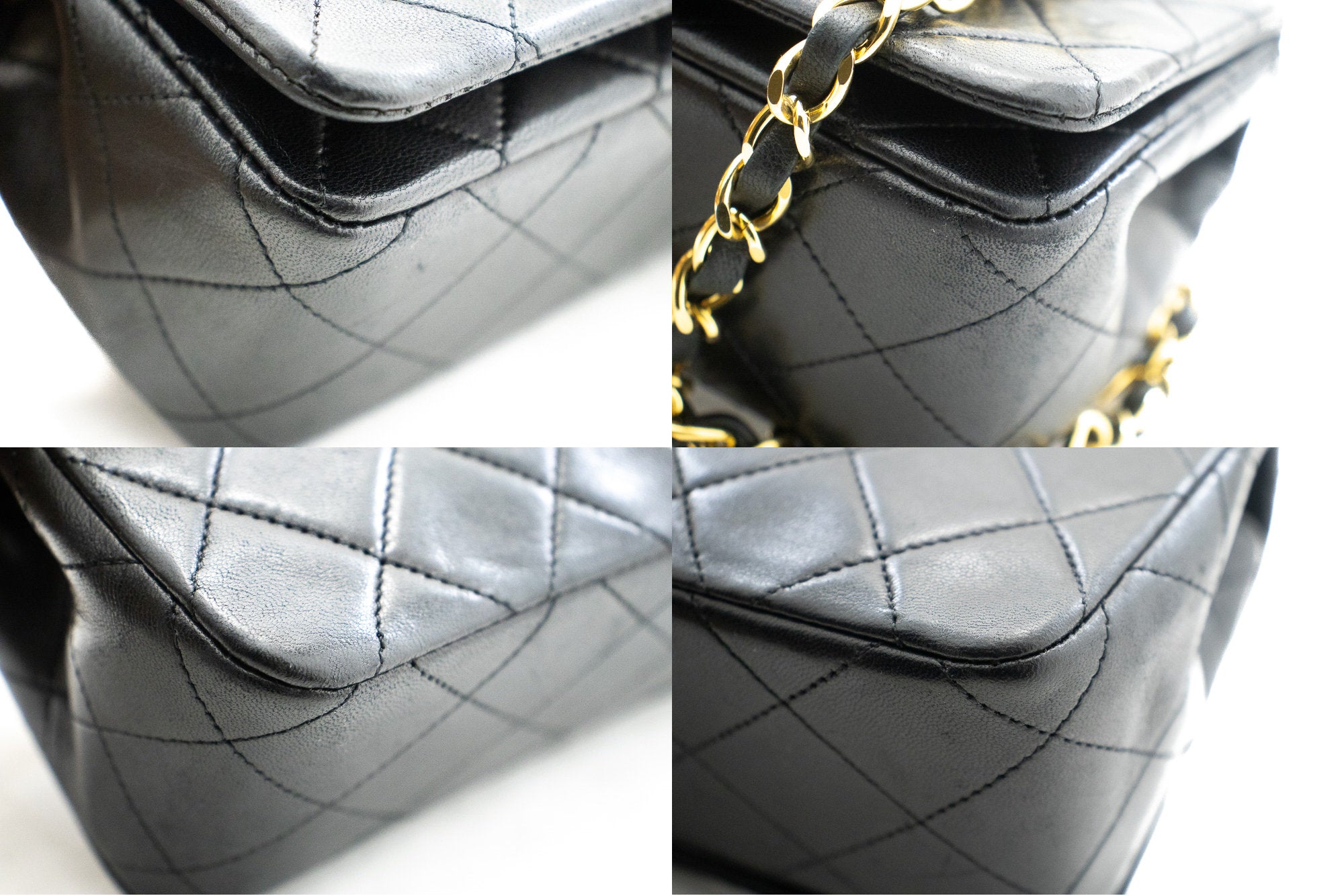 CHANEL Small Chain Shoulder Bag Clutch Black Quilted Flap Lambskin j85 –  hannari-shop