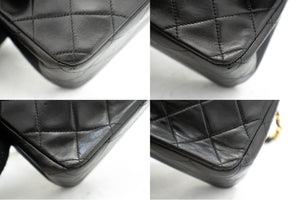 CHANEL Classic Double Flap 10" Chain Shoulder Bag Black Lambskin k87 hannari-shop